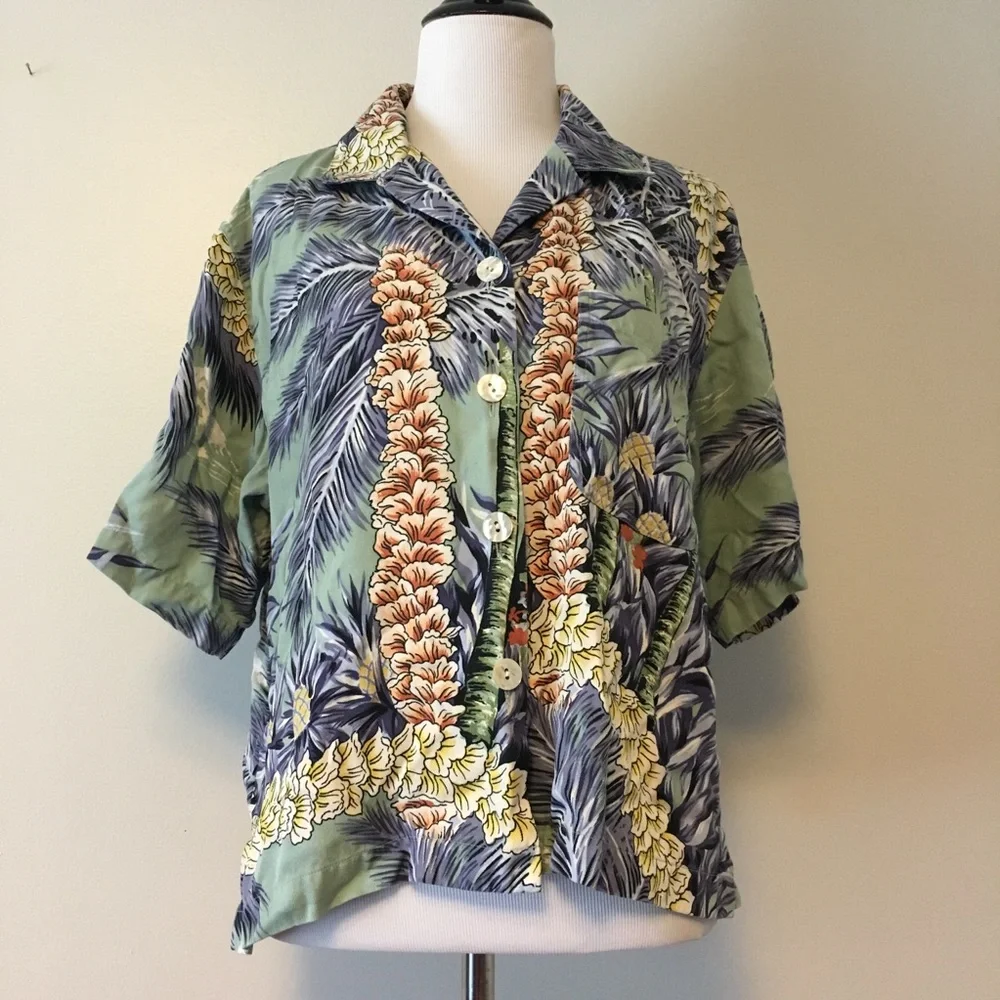 Vintage Tommy Bahama Hawaiian silk shirt medium - Picture 2 of 4